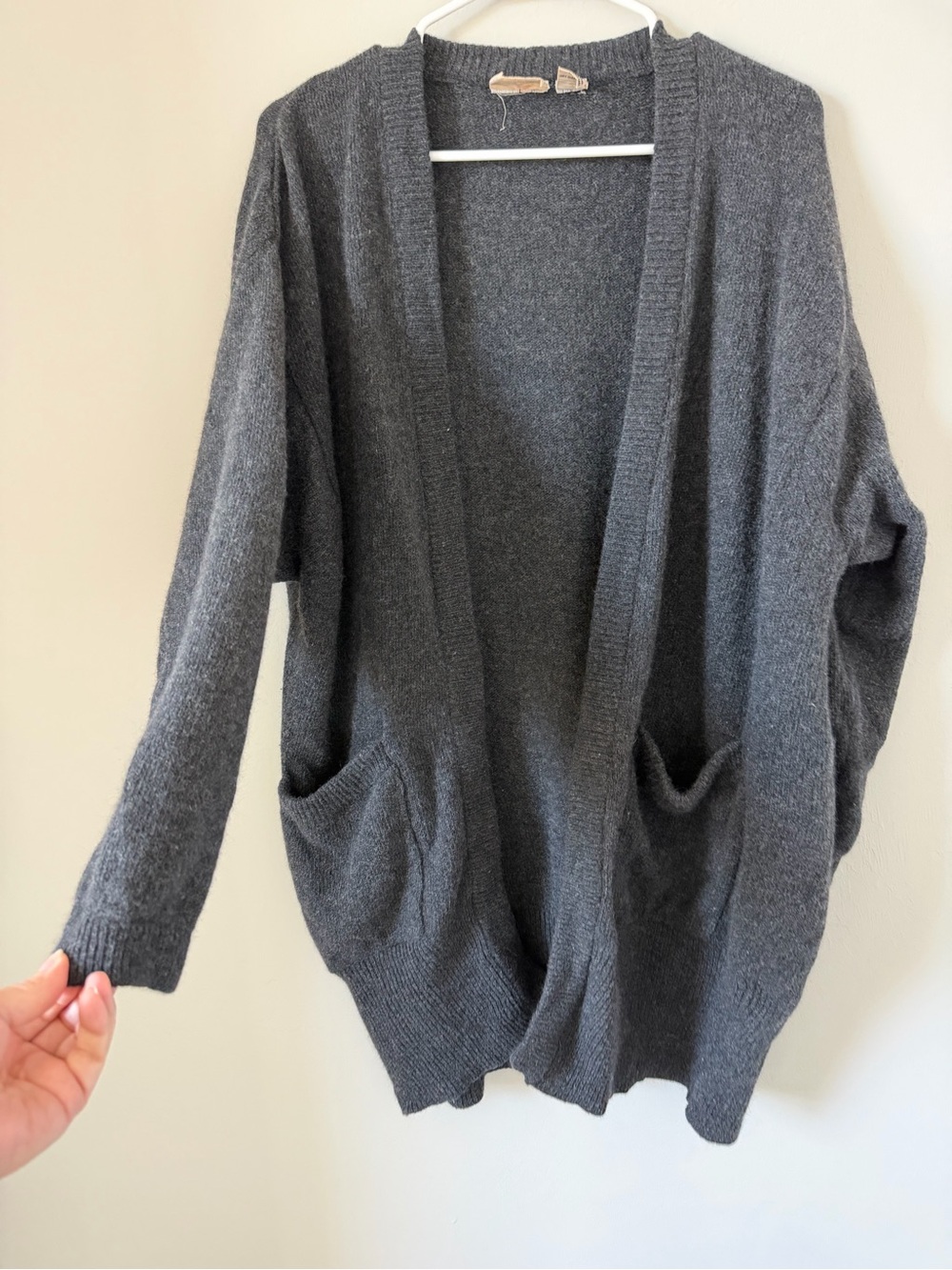 Vintage Classic Charcoal Open-Front Women's Cardigan Sweater